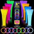 86pcs Ultra Bright Glow Sticks 8 Inch Bulk Party Pack Light Up Toys Favors