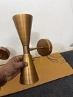Pair Of Brass Wall Sconces Mid Century Modern Cone Light Fixtures Vintage