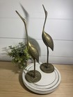 Vintage Solid Brass Crane Heron Bird Figurine 12    Mid Century Modern Decor Pair