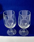 Vintage Clear Glass Hexagon Stemmed Wine Glasses 5-3 4    France Set X2