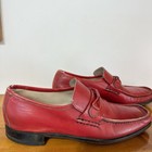 Vintage 70s Florsheim Red Leather Loafers Men 9 5 C Shoes 1970s Mod