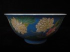 Rare Chinese Antique Hand Painting Lotus Blue Glaze Porcelain Bowl  kangxi  Mark