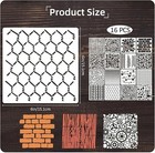 16pcs Mixed Media Art Stencil Reusable 6 X 6 Inch Texture Abstract Stencil Craft