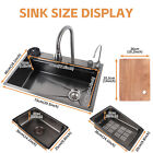 Nano Kitchen Sink Waterfall Workstation Sink Drop In Single Bowl Stainless Steel