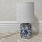 Vintage Ceramic Portugal Blue Floral Table Lamp Electric Handmade Bedside Lamp