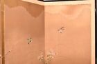 Japanese Vtg 4 Panel Folding Screen Asian Byobu Painted Chinese 70x36 Antique