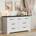 Farmhouse Dresser For Bedroom  7 Drawers Dresser  Wood Chest Of Drawers  52  Wid