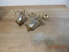 Vtg Spanish French Revival Brass Etched Glass Hanging Light Chandelier Pendant