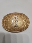 Vintage Crumrine Silver Gold Tone Brass Letter G Western Belt Buckle