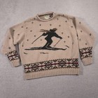 Vintage Eddie Bauer Sweater Womens Large Beige Skier Knit Pullover Winter 90s