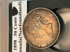 1898 50 Cents Canada Newfoundland 50c World Silver Coin Queen Victoria W  Case 
