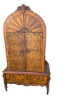 67453  Art Deco Chifferobe With Sunburst Veneer And Carved Details