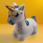 Unicorn Figurine 6    Rainbow Resting Bright Accents Ceramic Collectible Vintage
