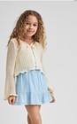 Children Place Girls Lettuce Pointelle Cardigan - Cream Size Large  10 12 
