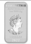 2022 Australia Perth Mint 1 Oz  9999 Silver Dragon  1 Dollar Bar coin Bu