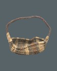 Vintage Folk Art Primitive Woven Splint  Egg Gathering Butt Basket Branch Handle