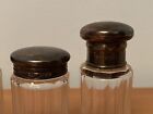 Antique Ribbed Glass Lot Sterling Silver Cap Perfume Bottle   Jars Birmingham Uk