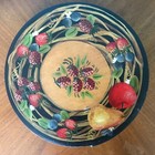 Vtg Hand Painted  Berries  Shaker Box Round Wood Lidded For Sewing Or Storage