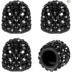 4 Pack Black Tire Valve Stem Caps  Bling Rhinestone Crystal Tire Caps Universal