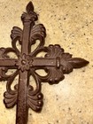 Vtg  Cast Iron Cross Traditional Wall Hanging Size 8   x 5   