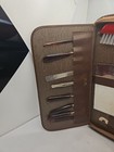Solingen 1950s Mens Vintage Zippered Leather Vanity Grooming Kit Travel Case Cbz