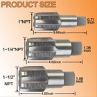 3-piece Npt Pipe Tap Set  Precision Carbon Steel Tap Set For Clean Accurate T   