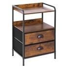 Night Stand  2 Drawers  2-tier Shelf For Storage  Fabric Drawer Dresser  