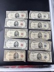  5 Bill Collector s Lot 10 Us Bills - 5 Usn Red Seals   5 Silver Certificates