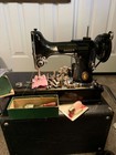 Vintage 1950s Singer Model 221-1 Featherweight Sewing Machine W Hard Case Works