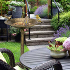 1-piece Plastic Antique Gold Freestanding Pedestal Bird Bath Feeder Platform Fee