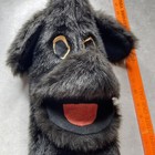 Vtg Dog Puppy Puppet Handmade Homemade 17    Long Black Mouth Opens