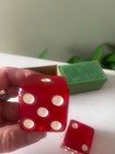 Vintage Red Translucent Dice Pair With Original Box 1 5in 63g Each