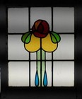 Abstract Floral Midsize Old English Leaded Stained Glass Window 21 1 2 x 26 1 4 