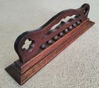 Antique Oak Victorian Stick   Ball Footed Pediment Topper Carved Orig Finish 22 