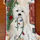Vtg Westie White Terrier Needlepoint Wool Blend Christmas Stocking Red Velvet