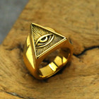 Vintage Egyptian Triangle God Eye Ring Stainless Steel All Seeing Eye Mason Ring