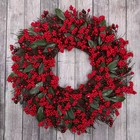 1pc Christmas Red Berry Wreaths 48cm 18 5in Simulation Wreaths With Thick Red B
