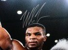 Mike Tyson Autographed 16x20 With Belt Photo- Jsa W Auth  silver