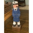 Vintage Hand Carved Wood Sea Captain Sailor Nautical Figure Pipe 8  Blue Coat