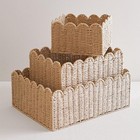 Scalloped Basket Wicker Storage Hand Woven Seagrass M 14 2x10 6x6 Inch