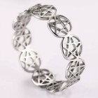 Pentacle Ring Silver Stainless Steel Wicca Pagan Protection Star Band Sizes 6-10