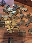 Vintage Hinge Assortment Lot With Wooden Case 65pieces