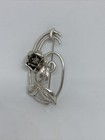 925 Sterling Silver Vintage Antique Rose Flower Swirl Oval Brooch Pin Baur 3d