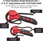 2-pack Rubber Strap Wrench Set     4    6  Adjustable With Toothed Grip     Oil Filt