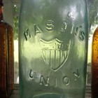 Mason s Shield Union Bold Emb 1 2 Gallon Fruit Jar Lip Damage Hidden By Band