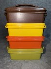 Vintage Retro 4-piece Tupperware Set With Carrier