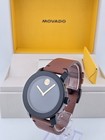 Movado Bold Men s Black Dial Leather Band Watch - 3600305   695 Msrp 