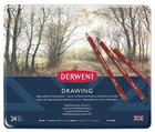Derwent Colored Drawing Pencils  Metal Tin  24 1 Count  pack Of 24   Red