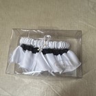 David s Bridal Satin Bridal Garter In White And Black  Mpn Gtrs18marine