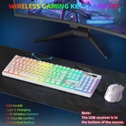 Wireless Gaming Keyboard And Mouse Combo - Rgb Backlit  Rechargeable  White